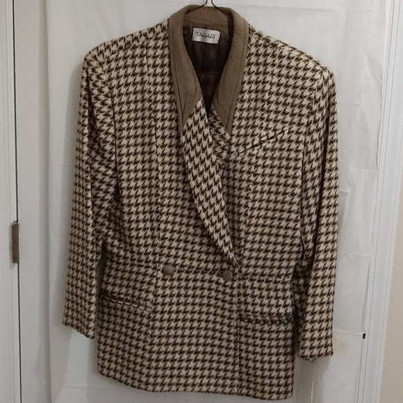 Tahari Houndstooth Vintage 80's Blazer - Picture 1 of 15